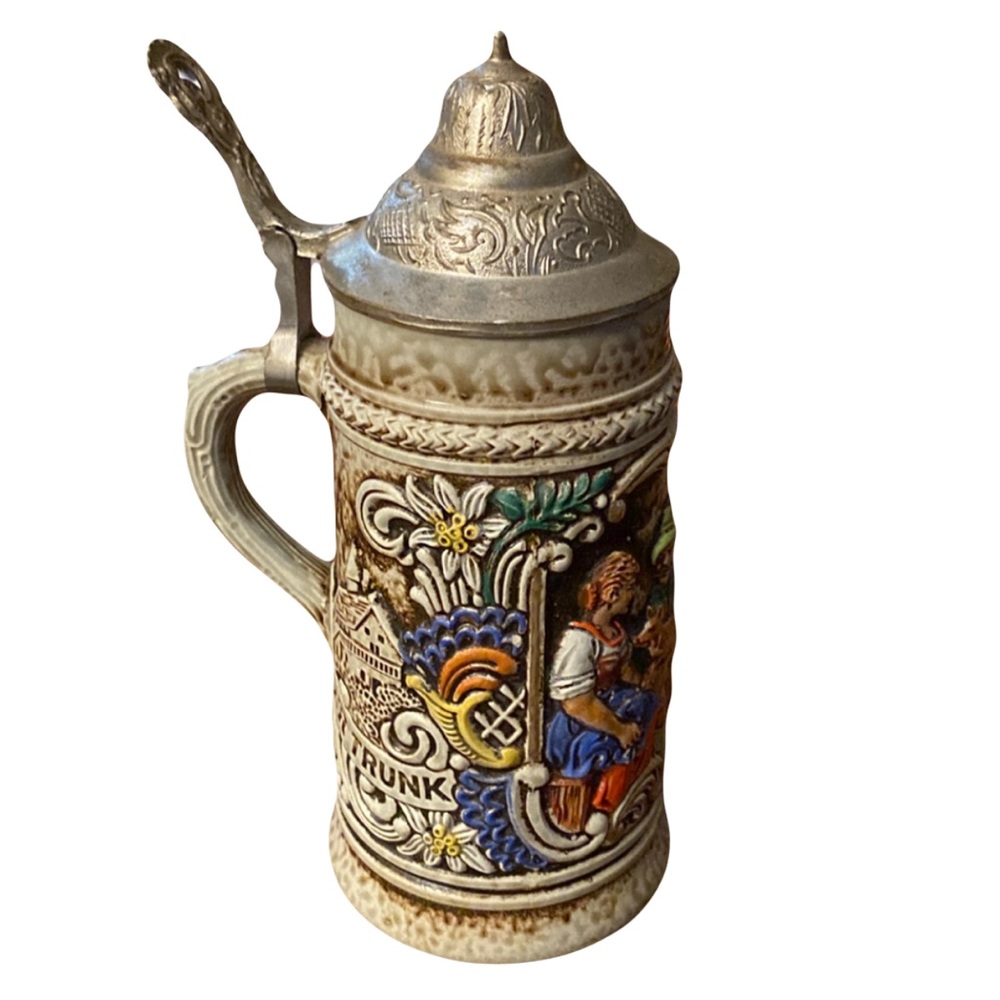 Vintage Gerz W Germany lidded beer stein for collectors or decor